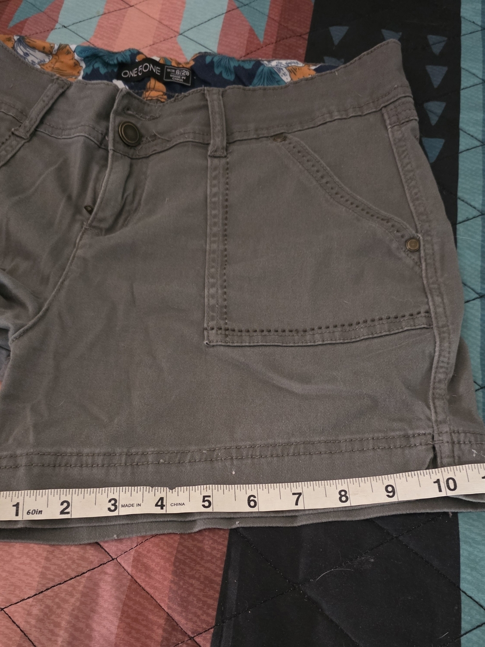 ONE5ONE Olive Green Utility Womens Shorts
